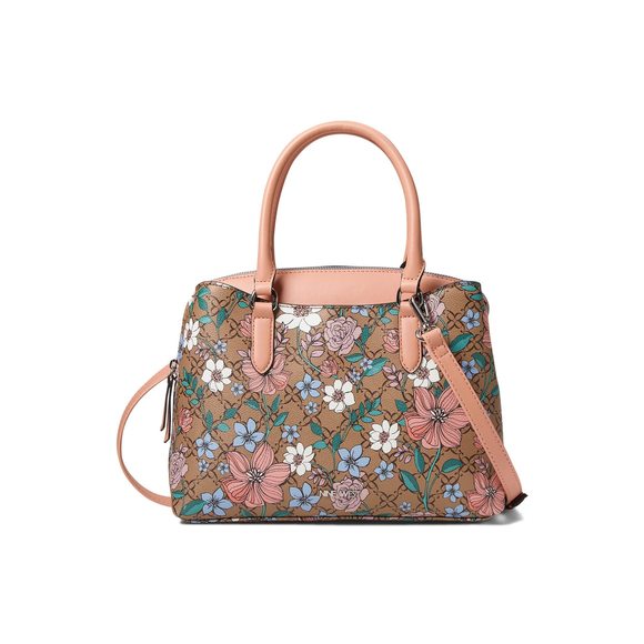 Chic Bag Satchel For & Wristlet Card Case Bag Combo Vegan Textured Top Handle